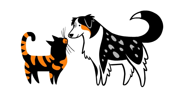 The Companion Animal Psychology logo shows a tortoiseshell cat sniffing noses to greet a dog